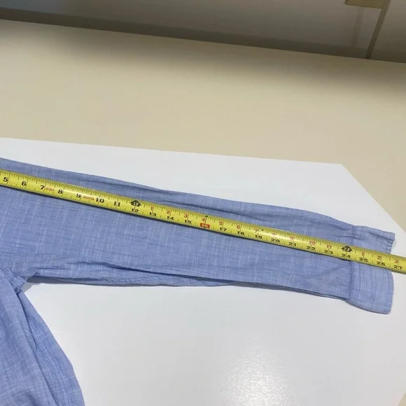 2/30 Guess Mens Lightweight Half Button Down Pullover Collared Shirt Denim Look - Picture 12 of 13